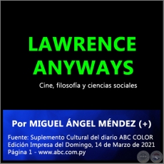 LAWRENCE ANYWAYS - Por MIGUEL ÁNGEL MÉNDEZ (+) - Domingo, 14 de Marzo de 2021